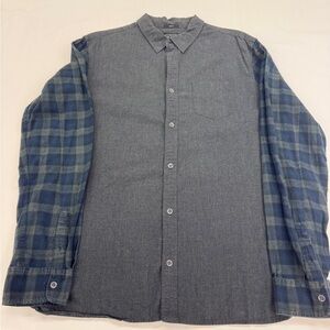 All Saints Gray and Blue Plaid Casual Shirt